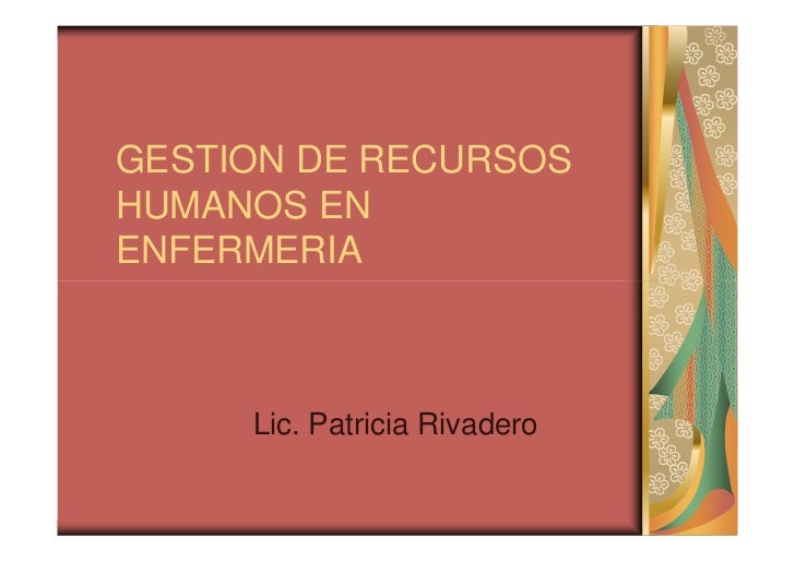 Programacion de recursos humanos en enfermeria