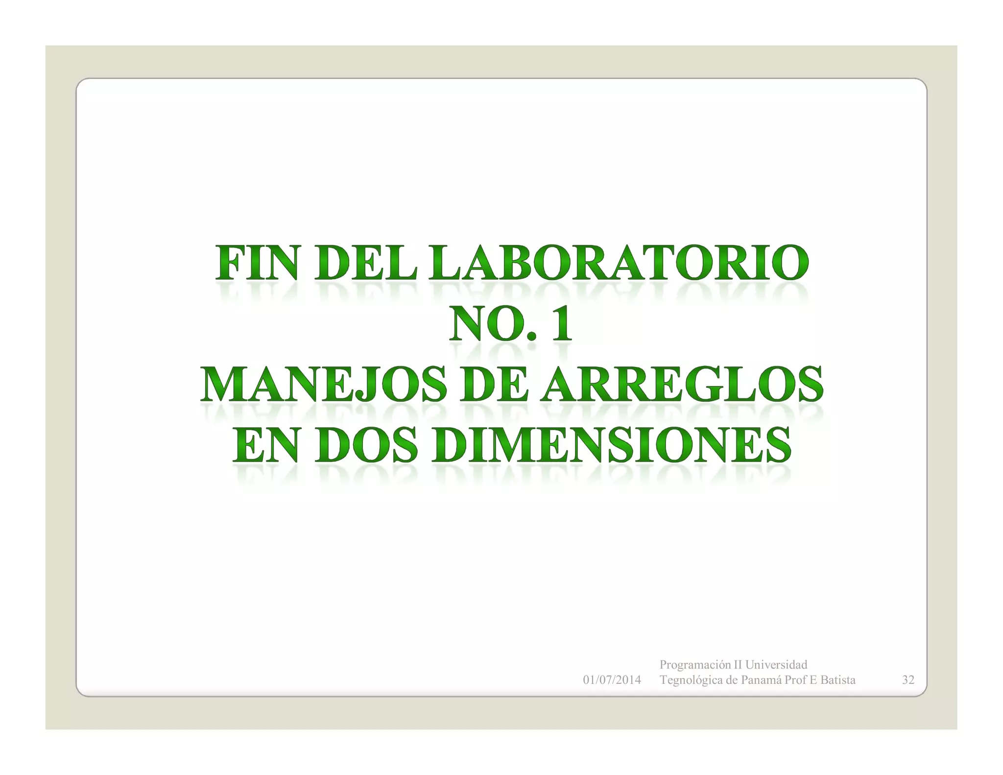 01/07/2014

Programación II Universidad
Tegnológica de Panamá Prof E Batista

32

 
