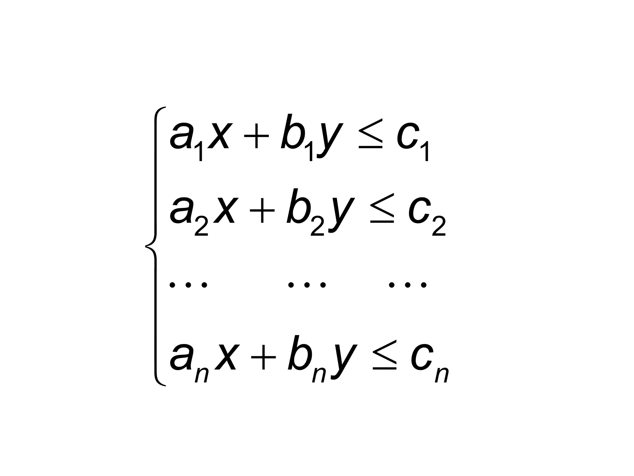 1 1 1
2 2 2
n n n
a x b y c
a x b y c
a x b y c
 

 


  
 