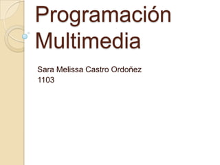 Programación Multimedia Sara Melissa Castro Ordoñez 1103 