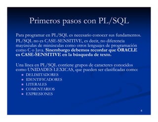 Programacion Pl/sql Programacion en PL/SQL teoria y ejemplos | PDF