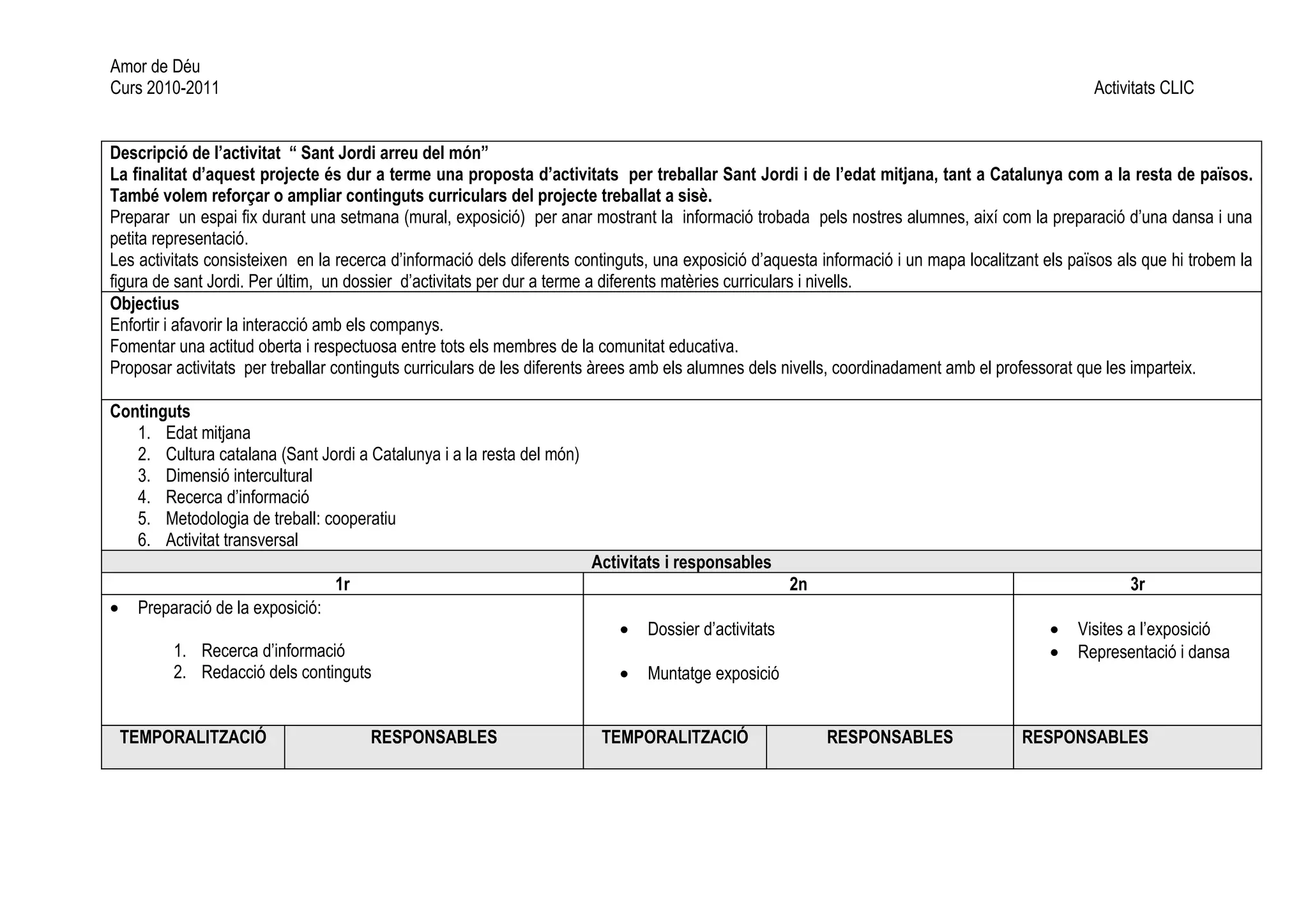 Programació projecte sant jordi | DOC