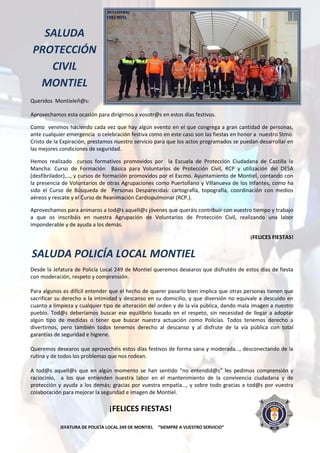 PROGRAMA DE FIESTAS SEPTIEMBRE 2014. MONTIEL