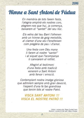 2016
3
Himne a Sant Antoni de Pádua
 