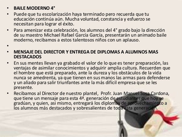 Programa ceremonia de graduación CON FRASES