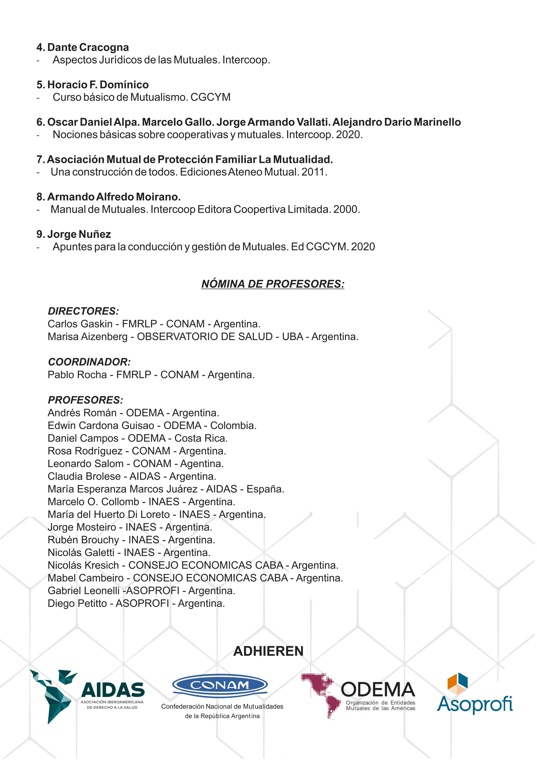 PROGRAMA DEL CURSO SUPERIOR INTERNACIONAL EN GESTIÓN DE MUTUALES