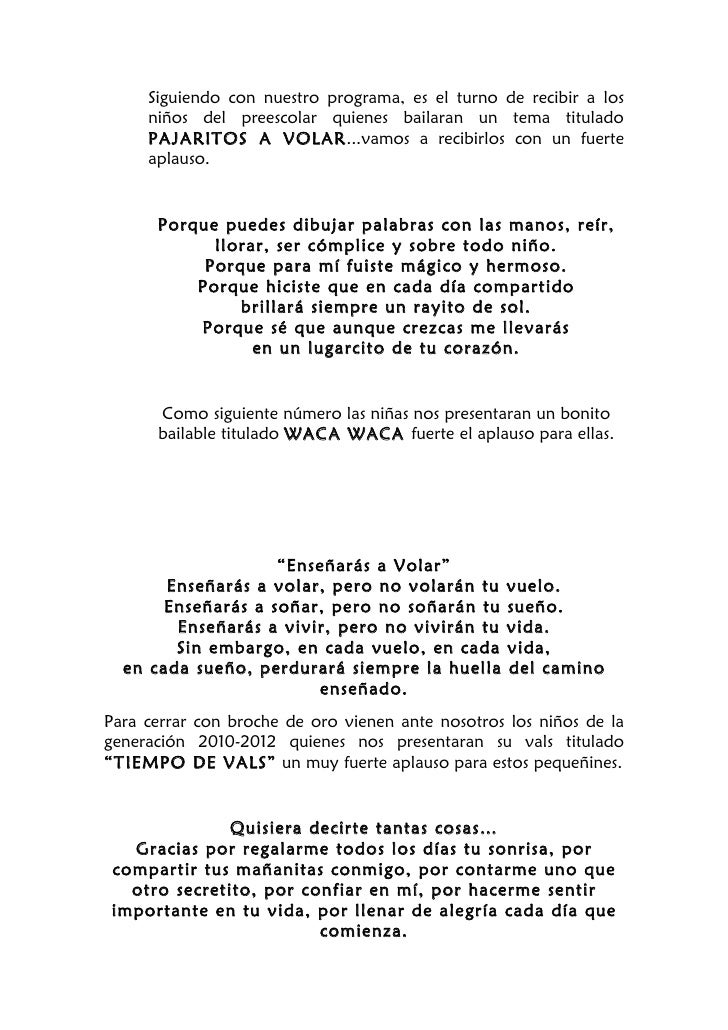 Palabras De Despedida Para Niños De Preescolar Clausura