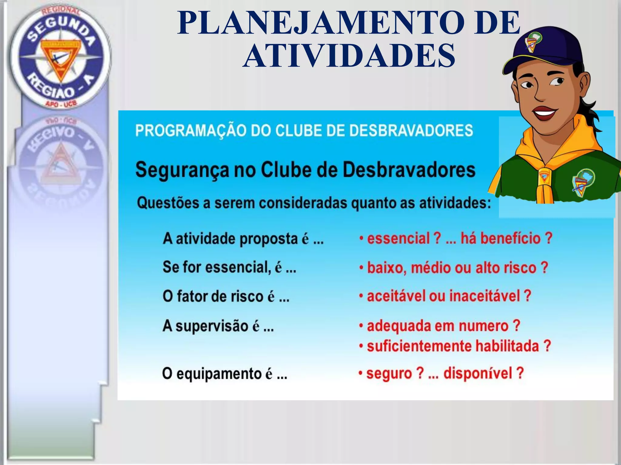 PLANEJAMENTO DE
ATIVIDADES
 