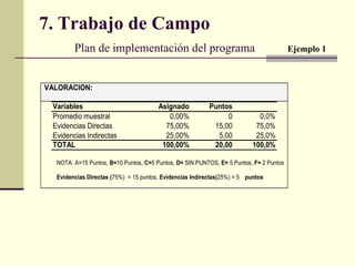 7. Trabajo de Campo   Plan de implementación del programa  Ejemplo 1 