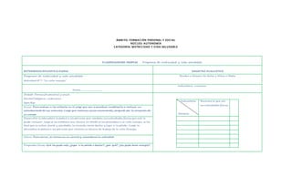 ÁMBITO: FORMACIÓN PERSONAL Y SOCIAL
NÚCLEO: AUTONOMÍA
CATEGORÍA: MOTRICIDAD Y VIDA SALUDABLE
. PLANIFICACIONES MINIMAS Programa de motricidad y vida saludable
EXPERIENCIA EDUCATIVA DIARIA REGISTRO EVALUATIVO
Programa de motricidad y vida saludable
Actividad N°7: “La niña energía”
Nombre o Número de Niños y Niñas a Medir
Fecha:____________________
Indicadores a evaluar
Ámbito: Formación personal y social
Núcleo/Categoría: autonomía
Apre.Esp
Indicadores
Nombres
Reconoce lo que son
las actividades físicas.
Inicio: Para motivar a los niños/as en el juego que van a practicar invítelos/as a realizar un
calentamiento de sus músculos. Luego que realizan varios movimientos, pregunte por la sensación de
su cuerpo.
Desarrollo: la educadora le pedirá a los párvulos que nombren las actividades físicas que más le
guata realizar, luego se les mostrara una lámina en donde se les presentara a la niña energía, se les
dirá que es activa, fuerte y saludable. Le encanta correr bailar y jugar a la pelota.. Luego la
educadora le pedirá a los párvulos que coloreen la lámina de trabajo de la niña Energía.
Cierre: Para cerrar, se reúnen en un círculo y comentaran la actividad
Preguntas Claves: Qué les gusta más, ¿jugar a la pelota o bailar?, ¿por qué?, ¿les gusta tener energía?,
.
 