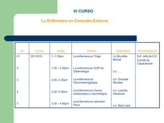 VI CURSOLa Enfermera en Consulta Externa