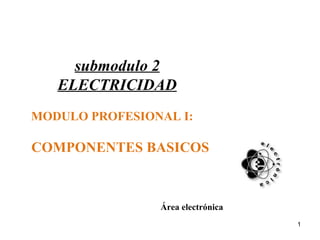 submodulo 2 ELECTRICIDAD MODULO PROFESIONAL I:  COMPONENTES BASICOS Área electrónica 