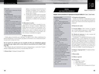 128 129
Programas de Escuela Sabática 2016Unión Mexicana de Chiapas
10:35- 10:40
•	 Agradecimientos y clausura por el Dir. de
Escuela Sabática.
a. Oración
Notas Importantes:
•	 Cada programa debe adaptarse al tiempo
asignado durante la 1ª. Sección y debiera
ser practicado durante varias veces previa
presentación.
•	 El director de la Escuela Sabática no se
ausentará de los programas sin motivos.
Deben velar porque todo se desarrolle de
acuerdo a lo recomendado.
•	 Testimonios de evangelización: Es cuando
cadamiembrosegúndispongandeltiempo
cuente a los otros miembros de qué mane-
ra ha compartido el evangelio durante las
semana. Esto debe hacerse cada sábado.  
iglesias es la manera neotestamentaria de
extender el Evangelio. Esta es una activi-
dad del reino, fuertemente respaldada por
nuestro Dios el Señor.
2.	 Fundar iglesias significa supervivencia para
la denominación: Uno de los ingredientes
absolutamente esenciales para revertir la
declinación, es establecer con vigor iglesias
nuevas.
F. Marcando el rumbo:
Las iglesias nuevas ayudan a satisfacer las nece-
sidades de los cristianos existentes. Deberíamos
fundar iglesias para alcanzar a los perdidos. Cier-
tamente ese es el motivo más prioritario de las
iglesias nuevas, pero no debemos pasar por alto
una función secundaria que es la de ayudar a mu-
chos cristianos y miembros de la iglesia.
G. Relato misionero:
Fundar iglesias desarrolla nuevo liderazgo: Las iglesias nuevas abren ampliamente las
puertas del liderazgo y de los desafíos que plantea el ministerio con el consecuente benefi-
cio para todo el cuerpo de Cristo.
H. Se requiere de aquellos que son escogidos de Dios que multipliquen iglesias
dondequiera que tengan éxito en traer almas al conocimiento de la verdad” (T.M.
pág. 199).
Peter Wagner, dice que la plantación de nuevas congregaciones es vista como “la meto-
dología evangelizadora más efectiva conocida debajo del cielo”
I. Himno final: ¡Trabajad! ¡Trabajad! #492.
Adaptado: (www.escuelasabatica.tk. Departamento de Educación UMCH) Mtra. Sylvia C. Zárate Santeliz
JESÚS,
UN MAESTRO MODELO
Sábado 20 de Agosto 2016
Culto Matutino RYR
•	 8:20 am – 8:45 am. Reavivamiento
	 y Reforma
•	 8:45 am – 09:00 am Minutos previos
 Orden y duración del Programa de E.S.
Sección I - 09:00 – 9:40
•	 Ejercicio de canto.
•	 Himno congregacional.
•	 Bienvenida.
•	 Lectura bíblica.
•	 Oración de apertura.
•	 Introducción al programa.
•	 Marcando el rumbo.
•	 Relato misionero.
•	 Especiales.
•	 Director de Esc. Sab. y Secretario.
•	 Informe de Tabla Comparativa de
	 Esc. Sabática.
 Sección II - 09:40 – 10:05
•	 Anciano Coordinador introduce el
	 tiempo asignado a los GP con una oración.
•	 Bienvenida de confraternidad: Líder
•	 Registro Devoción personal: Líder
•	 Informe de Trabajo Misionero: Líder
•	 Testimonios de Evangelización:
	 (Cada miembro de GP, (según el tiempo).
•	 Lectura de Gema de Salud
	 (Libro guía para líderes) Líder o asistente.
•	 Promoción de actividades varias:
	 Líder o asistentes.
•	 Promoción de reunión de miércoles:
	 Líder o asistente.
 10:05 - 10:35
•	 Repaso de la lección: Cada líder
A. Propósito del programa:
Ayudar a los maestros a comprender que tienen
la posición clave en todo el plan de la Escuela Sa-
bática y que el destino de las almas depende de sus
esfuerzos.
B. Ejercicio de canto:
C. Lectura bíblica: “Pero vosotros, no queráis
que os llamen Rabí, porque uno es vuestro Maes-
tro, y todos sois hermanos” (Mateo 23:8).
D. Oración de apertura: La alta vocación del
maestro de Escuela Sabática
Coordinador: “La asignación del maestro es más
importante que la de los dirigentes de la Escuela
Sabática, independientemente de lo importante
que ellos sean. Alguien ha dicho: ‘El maestro es
el gozne de donde puede girar la Escuela Sabática’
¿Por qué? Porque la enseñanza es el centro de la
Escuela Sabática y el centro de esta enseñanza es
el Cristo de la Biblia” (Teach [Enseña], pág. 27).
E. Himno congregacional: “Condúceme Maes-
tro” #471.
F. Bienvenida:
G. Música especial:
H. Desarrollo:
1.	 Marcando el rumbo.
2.	 Relato Misionero.
3.	 Crecimiento personal:
a.	 Objetivos de la enseñanza de la Escue-
 