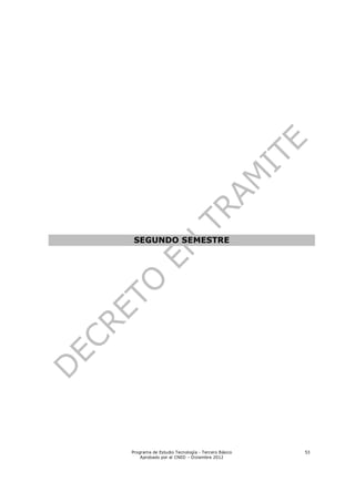 SEGUNDO SEMESTRE




Programa de Estudio Tecnología - Tercero Básico   53
    Aprobado por el CNED – Diciembre 2012
 