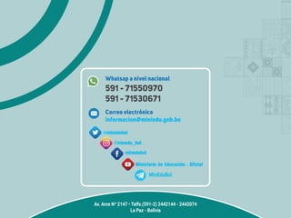 Av. Arce Nº 2147 • Telfs.(591-2) 2442144 - 2442074
La Paz - Bolivia
 