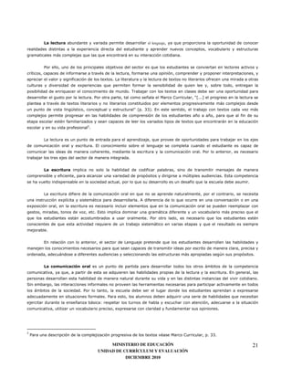 "                                                                                   el lenguaje           8
                                                0
                        <                           8                8                  <                                         7


            "                                                                                               8
    '                               )                                 :                         )
                                        )                                 0    79                                             0                       )
                                                0                         8                     )                                     8
                                8                                                           7                             0
                                                                7"                                      6         !           *            FM
                                                                                                                                            777N
                        :               0                                                                                                                         <
                                        O'                                                      G 4 7 ++57 3                                                      0                   <
                                                                                                                                           6          6               8       )
                            :       )                                                                                                 0    8                      <
                                                        ,
                                        )                   7


            9                                                                                                8
                                                                7 3
                                                                                                                                                7 "
                                                                                            7


                                                                                                        )
                            )                                                                                                         @                           73
                                                                                                8                                         ) 8
                                                                                                                                          '                                       7


            9                           )                                                           8
                            0 '                                 <                                   7   )                         8
    0                                                                                                    8
                                                                 73                                               <           )                                       <           8
8                                           <                                                           7 "                                           8                               :
                            8                                         8                                       <                                   8
                7


            3                                                                           9                             8
                                                                               8
                            <                   )                                                                                     <                           @                   7


                                                        "                                                                                         <
                                8                                              8                                                                                      73
                                                                                                                                                                                          7
.                                                               )
        <                                       7 "                                                                                                                           0
                                                        )                 7"                                                  8                                           8
                                            6                   <     1
                                                                                    0                                 )                                       7




5
    "                                                                                                    0        :           !       *               7 ++7

                                                                          MINISTERIO DE EDUCACIÓN                                                                                     21
                                                                     UNIDAD DE CURRÍCULUM Y EVALUACIÓN
                                                                                DICIEMBRE 2010
 