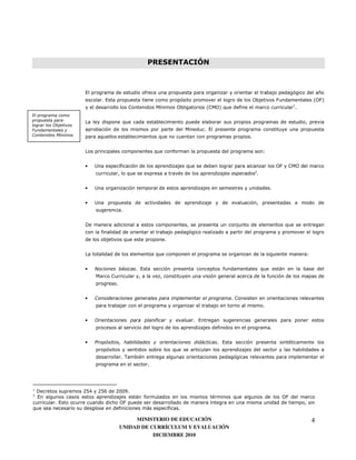 .            /       0



             3                                   )                                                                                           6
                      73                                                                                                                 4   5
                                                                                                                             #
                                       *             !'                       4*! 5 8            )                               7


             9                     8
!                                                                     !       7 3
        "#            8                              8                                               7


             9                                       8        )                                              1


             •    &                )                                  8                                                  *!
                                                                                                         %
                                       8         0                :


             •    &                                                                                              7


             •    &
                                   7


             ;                                                                                                           8
                      )
                                       8                  7


             9                                       8                                                                               1


             •                             7 3                                          )                    8       <
                  !        *                                                                                     )
                               7


             •                                                                              7*
                                                                                                             7


             •                                                            3
                                                                                    )                            7


             •                                                                      7 3                                  :
                                                              8
                                   7        :
                                                 7




#
    ;        %,   %,           %$$ 7
%
    3                                      < )                                  :           8
        73                                                                      '
8                                  )             <            '
                                                              )   7

                                        MINISTERIO DE EDUCACIÓN                                                                          4
                                   UNIDAD DE CURRÍCULUM Y EVALUACIÓN
                                              DICIEMBRE 2010
 