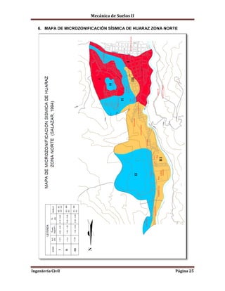 Mecánica de Suelos II
Ingeniería Civil Página 25
6. MAPA DE MICROZONIFICACIÓN SÍSMICA DE HUARAZ ZONA NORTE
 