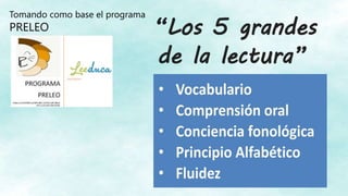 “Los 5 grandes
de la lectura”
Tomando como base el programa
PRELEO
 