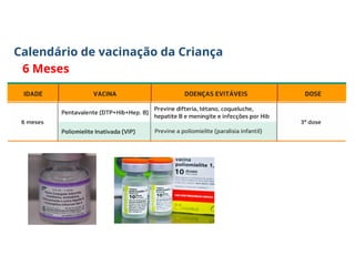 Calendário de vacinação da Criança
6 Meses
 