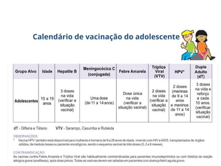 Calendário de vacinação do adolescente
 