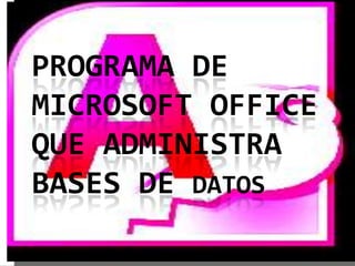 PROGRAMA DE
MICROSOFT OFFICE
QUE ADMINISTRA
BASES DE DATOS

 
