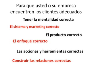 Para que usted o su empresa
encuentren los clientes adecuados