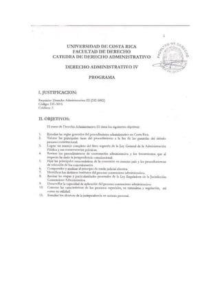Programa derecho administrativo iv UCR