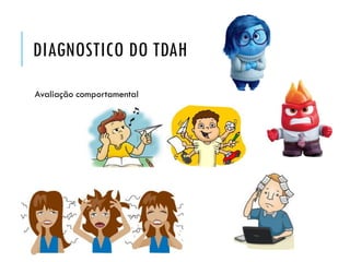 DIAGNOSTICO DO TDAH
Avaliação comportamental
 