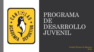 PROGRAMA
DE
DESARROLLO
JUVENIL
Unidad Técnica de Menores
2018
 