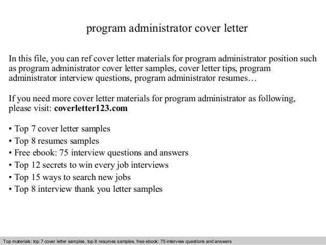 cover letter for program administrator