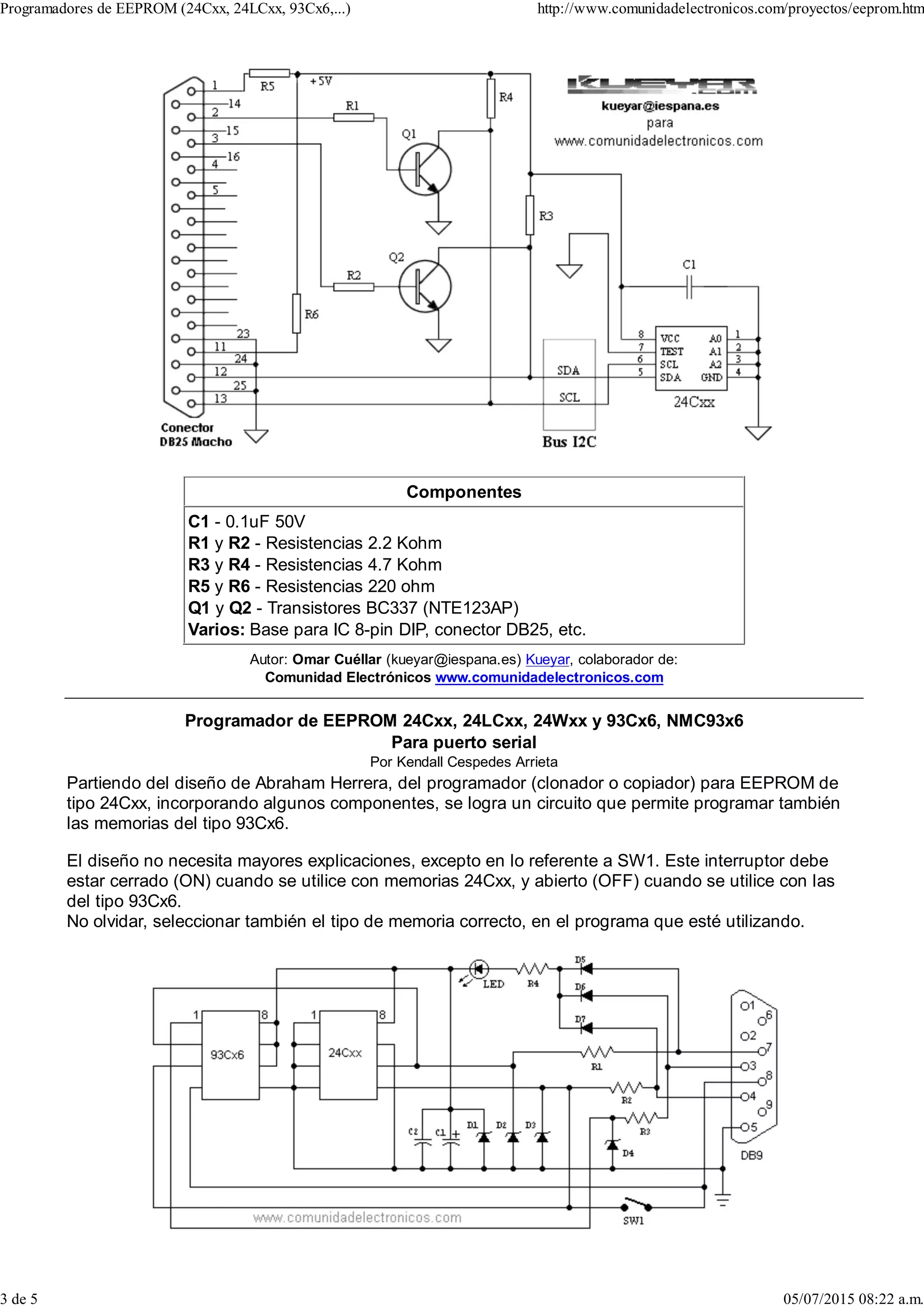 Programadores de eeprom (24 cxx, 24l cxx, 93cx6,...) | PDF