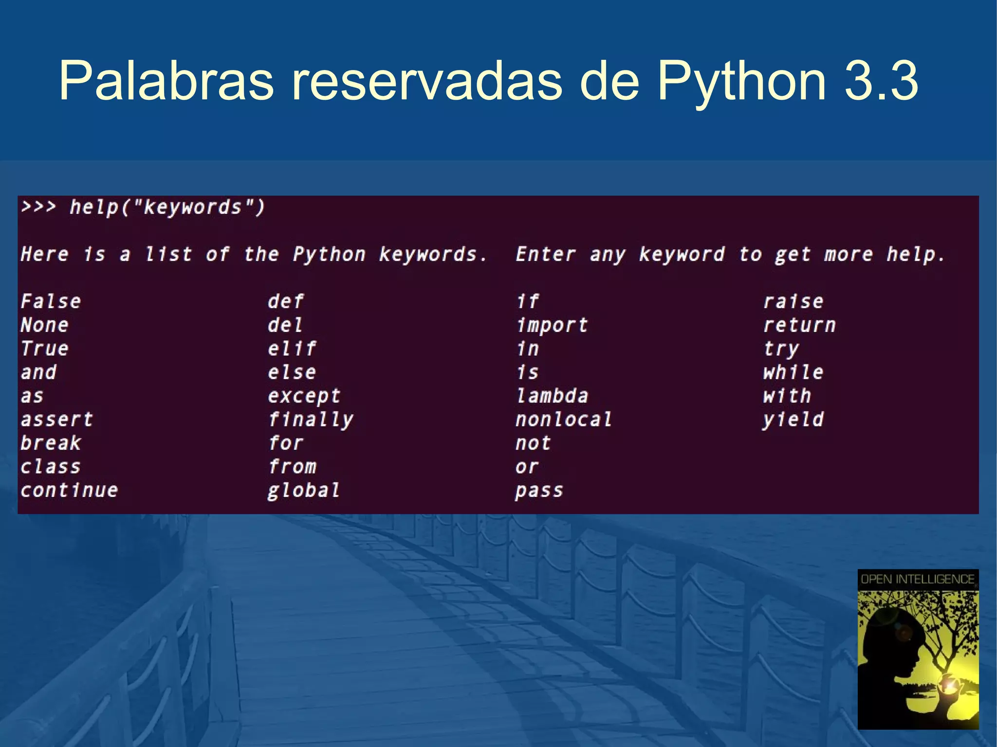 Palabras reservadas de Python 3.3

 