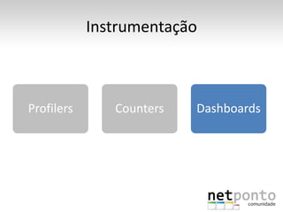Instrumentação



Profilers      Counters   Dashboards
 