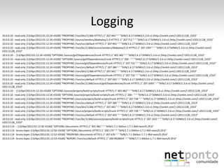 Logging
10.0.0.10 - read.only [13/Apr/2012:01:12:24 +0100] "PROPFIND /!svn/bln/11366 HTTP/1.1" 207 443 "-" "SVN/1.6.17 SVNKit/1.3.6-v1 (http://svnkit.com/) t20111128_1553"
10.0.0.10 - read.only [13/Apr/2012:01:12:24 +0100] "PROPFIND /source/vendors/dbdeploy/1.0 HTTP/1.1" 207 712 "-" "SVN/1.6.17 SVNKit/1.3.6-v1 (http://svnkit.com/) t20111128_1553"
10.0.0.10 - read.only [13/Apr/2012:01:12:24 +0100] "PROPFIND /!svn/vcc/default HTTP/1.1" 207 443 "-" "SVN/1.6.17 SVNKit/1.3.6-v1 (http://svnkit.com/) t20111128_1553"
10.0.0.10 - read.only [13/Apr/2012:01:12:24 +0100] "PROPFIND /!svn/bc/11366/source/vendors/dbdeploy/1.0 HTTP/1.1" 207 1397 "-" "SVN/1.6.17 SVNKit/1.3.6-v1 (http://svnkit.com/)
t20111128_1553"
10.0.0.10 - - [13/Apr/2012:01:12:24 +0100] "OPTIONS /source/gof/Dependencies/trunk HTTP/1.1" 401 482 "-" "SVN/1.6.17 SVNKit/1.3.6-v1 (http://svnkit.com/) t20111128_1553"
10.0.0.10 - read.only [13/Apr/2012:01:12:24 +0100] "OPTIONS /source/gof/Dependencies/trunk HTTP/1.1" 200 - "-" "SVN/1.6.17 SVNKit/1.3.6-v1 (http://svnkit.com/) t20111128_1553"
10.0.0.10 - read.only [13/Apr/2012:01:12:24 +0100] "PROPFIND /source/gof/Dependencies/trunk HTTP/1.1" 207 716 "-" "SVN/1.6.17 SVNKit/1.3.6-v1 (http://svnkit.com/) t20111128_1553"
10.0.0.10 - read.only [13/Apr/2012:01:12:24 +0100] "PROPFIND /!svn/vcc/default HTTP/1.1" 207 384 "-" "SVN/1.6.17 SVNKit/1.3.6-v1 (http://svnkit.com/) t20111128_1553"
10.0.0.10 - read.only [13/Apr/2012:01:12:24 +0100] "PROPFIND /!svn/bln/11366 HTTP/1.1" 207 443 "-" "SVN/1.6.17 SVNKit/1.3.6-v1 (http://svnkit.com/) t20111128_1553"
10.0.0.10 - read.only [13/Apr/2012:01:12:24 +0100] "PROPFIND /source/gof/Dependencies/trunk HTTP/1.1" 207 716 "-" "SVN/1.6.17 SVNKit/1.3.6-v1 (http://svnkit.com/) t20111128_1553"
10.0.0.10 - read.only [13/Apr/2012:01:12:24 +0100] "PROPFIND /!svn/vcc/default HTTP/1.1" 207 443 "-" "SVN/1.6.17 SVNKit/1.3.6-v1 (http://svnkit.com/) t20111128_1553"
10.0.0.10 - read.only [13/Apr/2012:01:12:24 +0100] "PROPFIND /!svn/bc/11366/source/gof/Dependencies/trunk HTTP/1.1" 207 1693 "-" "SVN/1.6.17 SVNKit/1.3.6-v1 (http://svnkit.com/)
t20111128_1553"
10.0.0.10 - - [13/Apr/2012:01:12:24 +0100] "OPTIONS /source/projects/build-scripts/trunk HTTP/1.1" 401 482 "-" "SVN/1.6.17 SVNKit/1.3.6-v1 (http://svnkit.com/) t20111128_1553"
10.0.0.10 - read.only [13/Apr/2012:01:12:24 +0100] "OPTIONS /source/projects/build-scripts/trunk HTTP/1.1" 200 - "-" "SVN/1.6.17 SVNKit/1.3.6-v1 (http://svnkit.com/) t20111128_1553"
10.0.0.10 - read.only [13/Apr/2012:01:12:24 +0100] "PROPFIND /source/projects/build-scripts/trunk HTTP/1.1" 207 728 "-" "SVN/1.6.17 SVNKit/1.3.6-v1 (http://svnkit.com/) t20111128_1553"
10.0.0.10 - read.only [13/Apr/2012:01:12:24 +0100] "PROPFIND /!svn/vcc/default HTTP/1.1" 207 384 "-" "SVN/1.6.17 SVNKit/1.3.6-v1 (http://svnkit.com/) t20111128_1553"
10.0.0.10 - read.only [13/Apr/2012:01:12:24 +0100] "PROPFIND /!svn/bln/11366 HTTP/1.1" 207 443 "-" "SVN/1.6.17 SVNKit/1.3.6-v1 (http://svnkit.com/) t20111128_1553"
10.0.0.10 - read.only [13/Apr/2012:01:12:24 +0100] "PROPFIND /source/projects/build-scripts/trunk HTTP/1.1" 207 728 "-" "SVN/1.6.17 SVNKit/1.3.6-v1 (http://svnkit.com/) t20111128_1553"
10.0.0.10 - read.only [13/Apr/2012:01:12:24 +0100] "PROPFIND /!svn/vcc/default HTTP/1.1" 207 443 "-" "SVN/1.6.17 SVNKit/1.3.6-v1 (http://svnkit.com/) t20111128_1553"
10.0.0.10 - read.only [13/Apr/2012:01:12:24 +0100] "PROPFIND /!svn/bc/11366/source/projects/build-scripts/trunk HTTP/1.1" 207 1432 "-" "SVN/1.6.17 SVNKit/1.3.6-v1 (http://svnkit.com/)
t20111128_1553"
10.0.0.114 - - [13/Apr/2012:01:12:50 +0100] "OPTIONS /documents HTTP/1.1" 401 482 "-" "SVN/1.7.1-SlikSvn-1.7.1-X64 neon/0.29.6"
10.0.0.114 - bruno.lopes [13/Apr/2012:01:12:50 +0100] "OPTIONS /documents HTTP/1.1" 200 179 "-" "SVN/1.7.1-SlikSvn-1.7.1-X64 neon/0.29.6"
10.0.0.114 - bruno.lopes [13/Apr/2012:01:12:52 +0100] "PROPFIND /documents HTTP/1.1" 207 676 "-" "SVN/1.7.1-SlikSvn-1.7.1-X64 neon/0.29.6"
10.0.0.114 - bruno.lopes [13/Apr/2012:01:12:53 +0100] "REPORT /!svn/vcc/default HTTP/1.1" 200 9928054 "-" "SVN/1.7.1-SlikSvn-1.7.1-X64 neon/0.29.6"
 