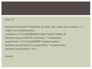 Programa en java que calcule el radio y Superficie | PPTX