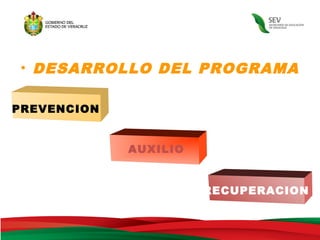 • DESARROLLO DEL PROGRAMA

PREVENCION


             AUXILIO


                       RECUPERACION
 