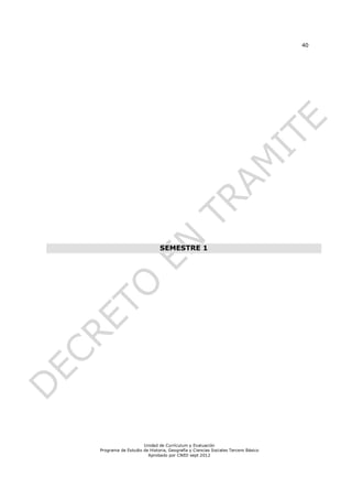 40




                             SEMESTRE 1




                    Unidad de Currículum y Evaluación
Programa de Estudio de Historia, Geografía y Ciencias Sociales Tercero Básico
                      Aprobado por CNED sept 2012
 