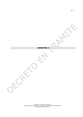 87




                             SEMESTRE 2




                    Unidad de Currículum y Evaluación
Programa de Estudio de Historia, Geografía y Ciencias Sociales Tercero Básico
                      Aprobado por CNED sept 2012
 