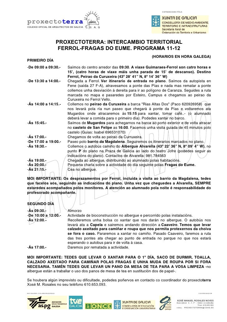 COFINANCIADO POLAproxectoterraCOLEXIO OFICIAL DE ARQUITECTOS DE GALICIA                           PROXECTOTERRA: INTERCAMB...