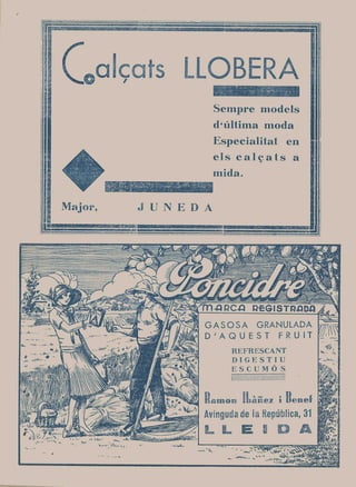 Programa festa major Juneda 1933
