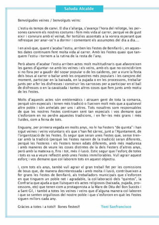 Programa Fiestas Benifairó 2018