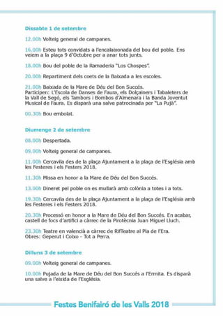 Programa Fiestas Benifairó 2018