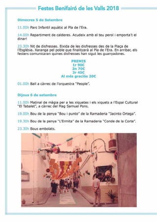 Programa Fiestas Benifairó 2018