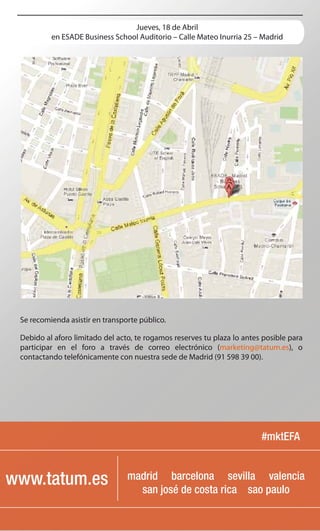 Jueves, 18 de Abril
          en ESADE Business School Auditorio – Calle Mateo Inurria 25 – Madrid




 Se recomienda asis...