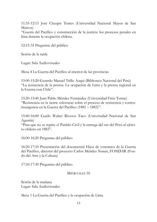 Programa general del VII Congreso Nacional de Historia 2016 | PDF