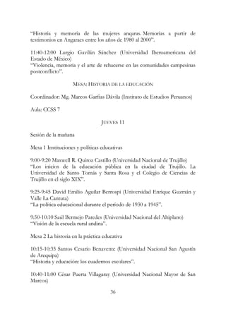 Programa general del VII Congreso Nacional de Historia 2016 | PDF