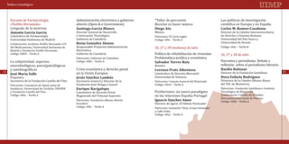 Índice cronológico



       Escuela de Farmacología                        Administración electrónica y gobierno   *Taller de percusión                           Las políticas de investigación
       «Teófilo Hernando»                             abierto (Open & e-Government)           Reciclar es hacer música                       científica en Europa y en España
       Lenguaje de la neurona
                                                      Director General de Desarrollo          Músico                                         Director de la Cátedra Interuniversitaria
       Catedrático de Farmacología                    e Innovación Tecnológica                Patrocinio: El Corte Inglés                    de Derecho y Genoma Humano
       Universidad Autónoma de Madrid                 Gobierno de Cantabria                   Código: 60ir – Tarifa A                        Universidad del País Vasco y
                                                      Santiago García Blanco                  Diego Ain                                      Carlos M. Romeo-Casabona



       Colaboración: Instituto Teófilo Hernando I+D                                                                                          Universidad de Deusto
       Antonio García García



       del Medicamento, Universidad Autónoma de       Responsable Proyectos Administración    26, 27 y 28 (mañana) de julio                  Código: 60jc – Tarifa B
                                                      Electrónica
                                                                                              Política de rehabilitación de viviendas
       Madrid y Fundación Teófilo Hernando
                                                      Gobierno de Cantabria                                                                  26, 27 y 28 de julio
                                                                                              Problemática jurídica y económica
       Código: 60h9 – Tarifa A
                                                      Borja González Alonso




       La subjetividad: aspectos                                                                                                             Narrativa y periodismo. Debate y
                                                      Patrocinio: Gobierno de Cantabria

       neurobiológicos, psico(pato)lógicos                                                                                                   reflexión sobre el periodismo literario
                                                      Código: 60ki – Tarifa A
                                                                                              Notario
       y autobiográficos                              Crisis económica y derecho penal
                                                      en la Unión Europea                     Catedrático de Derecho Mercantil               Director de la Fundación Santillana
                                                                                              Salvador Torres Ruiz

44                                                                                                                                                                                          45

       Psiquiatra                                                                             Universidad de Valencia
       Secretario de la Fundación Castilla del Pino   Secretario General y Director de la                                                    Directora de la Cátedra Alfonso Reyes
                                                                                                                                             Basilio Baltasar


                                                                                              Patrocinio: Consejo General del Notariado
                                                                                              Lorenzo Prats Albentosa



       Patrocinio: Consejería de Salud, Junta de      Fundación José Ortega y Gasset          Código: 60e4 – Tarifa A                        del TEC de Monterrey
       José María Valls



                                                                                              Posiberismo: un nuevo paradigma
       Andalucía. Universidad de Córdoba. FAESEM                                                                                             Patrocinio: Fundación Santillana e Instituto
                                                      Jesús Sánchez Lambás                                                                   Dora Esthela Rodríguez




                                                                                              en las relaciones España-Portugal
       y Fundación Castilla del Pino                  Catedrático de Derecho Penal                                                           Tecnológico de Monterrey
       Código: 60iy – Tarifa A                        Magistrado del Tribunal Supremo                                                        Colaboración: Cátedra de Estudios
                                                                                                                                             Iberoamericanos Jesús de Polanco
                                                      Patrocinio: Fundación Alfonso Martín
                                                      Enrique Bacigalupo


                                                                                                                                             Código: 60jb – Tarifa A
                                                      Escudero                                Director de Agora. El Debate Peninsular
                                                      Código: 60lc – Tarifa A                 Patrocinio: Santander Totta, Grupo Santander
                                                                                              y Cafés Delta
                                                                                              Ignacio Sánchez Amor


                                                                                              Código: 60ej – Tarifa A
 