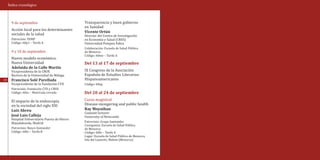 Índice cronológico



       9 de septiembre                           Transparencia y buen gobierno
                                                 en Sanidad
       Acción local para los determinantes
       sociales de la salud                      Director del Centro de Investigación
       Patrocinio: FEMP                          en Economía y Salud (CRES)
       Código: 60p1 – Tarifa A                   Universidad Pompeu Fabra
                                                 Vicente Ortún



       9 y 10 de septiembre
                                                 Colaboración: Escuela de Salud Pública
                                                 de Menorca

       Nuevo modelo económico.
                                                 Código: 60me – Tarifa A

       Nueva Universidad
                                                 IX Congreso de la Asociación
                                                 Española de Estudios Literarios
       Vicepresidenta de la CRUE
       Rectora de la Universidad de Málaga
                                                 Hispanoamericanos
                                                 Del 13 al 17 de septiembre
       Adelaida de la Calle Martín

60                                                                                             61
       Vicepresidente de la Fundación CYD        Código: 60eg
       Patrocinio: Fundación CYD y CRUE
       Código: 60ec – Matrícula cerrada
       Francisco Solé Parellada




       El impacto de la endoscopia               Curso magistral
       en la sociedad del siglo XXI              Disease-mongering and public health
                                                 Del 20 al 24 de septiembre



                                                 Conjoint lecturer
                                                 University of Newcastle
       Hospital Universitario Puerta de Hierro
       Majadahonda, Madrid                       Patrocinio: Grupo Santander
       Luis Abreu                                Ray Moynihan



                                                 Coorganiza: Escuela de Salud Pública
       Patrocinio: Banco Santander
       José Luis Calleja


                                                 de Menorca
       Código: 60ln – Tarifa B                   Código: 60hi – Tarifa A
                                                 Lugar: Escuela de Salud Pública de Menorca,
                                                 Isla del Lazareto, Mahón (Menorca)
 