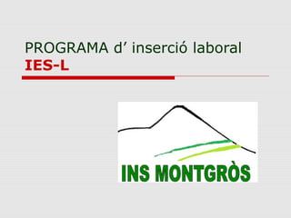 PROGRAMA d’ inserció laboral
IES-L
 